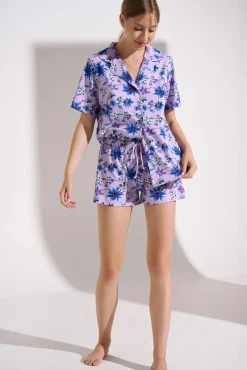 Online Pyjama mit Schlafshirt und Shorts »Flowers« Damen Pyjamas