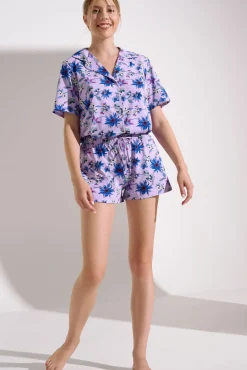 Online Pyjama mit Schlafshirt und Shorts »Flowers« Damen Pyjamas