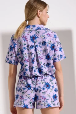 Online Pyjama mit Schlafshirt und Shorts »Flowers« Damen Pyjamas