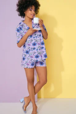 Online Pyjama mit Schlafshirt und Shorts »Flowers« Damen Pyjamas