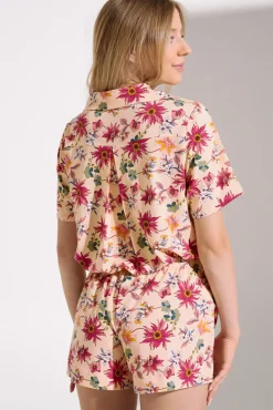 New Pyjama mit Schlafshirt und Shorts »Flowers« Damen Pyjamas