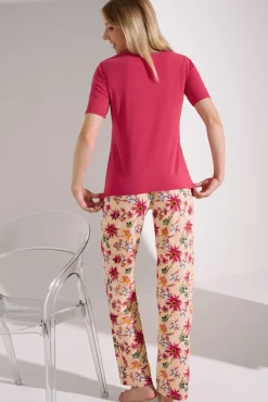 Fashion Pyjama mit Schlafshirt und Hose »Flowers« Damen Pyjamas