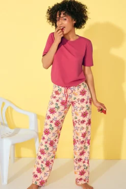 Fashion Pyjama mit Schlafshirt und Hose »Flowers« Damen Pyjamas