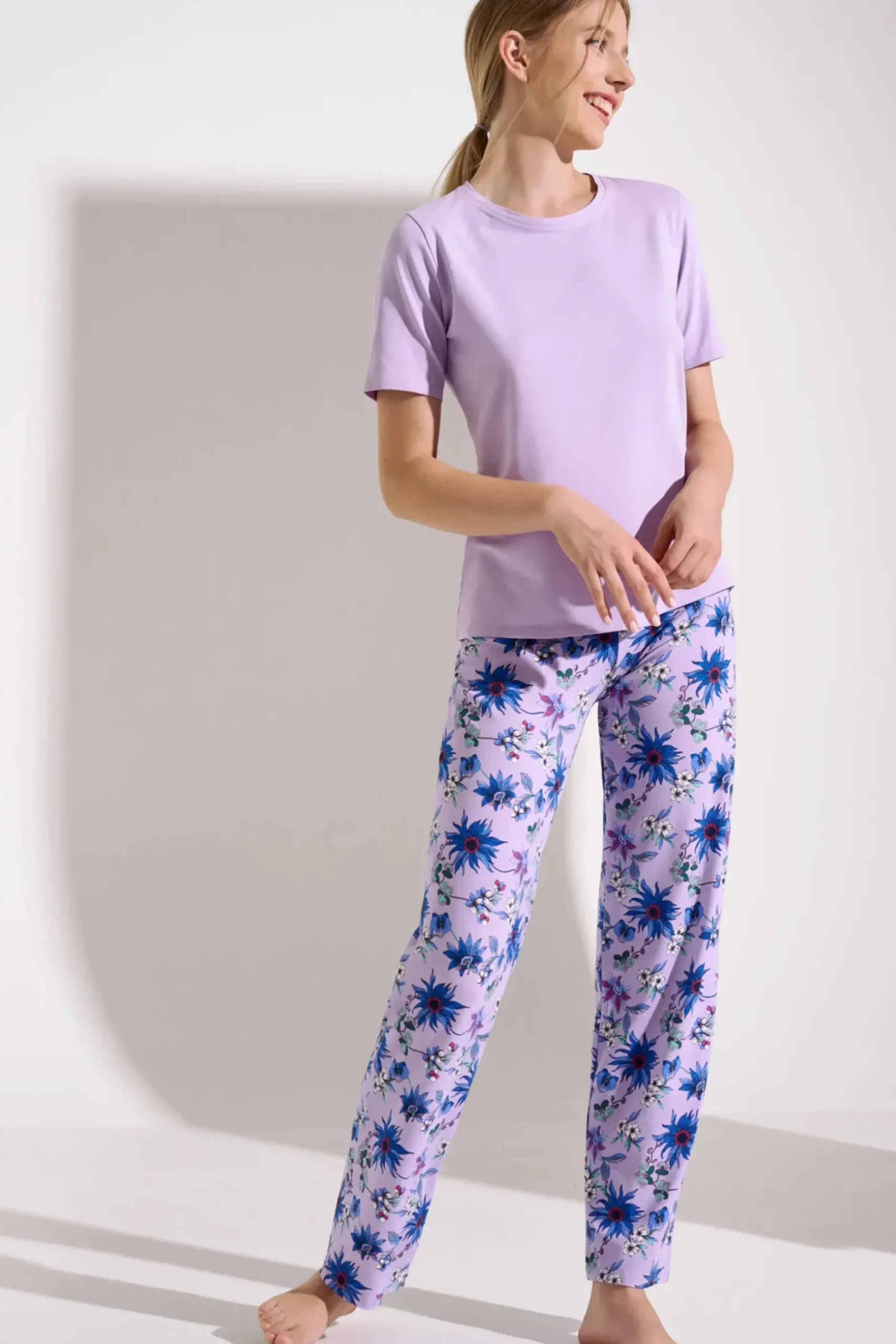 Clearance Pyjama mit Schlafshirt und Hose »Flowers« Damen Pyjamas
